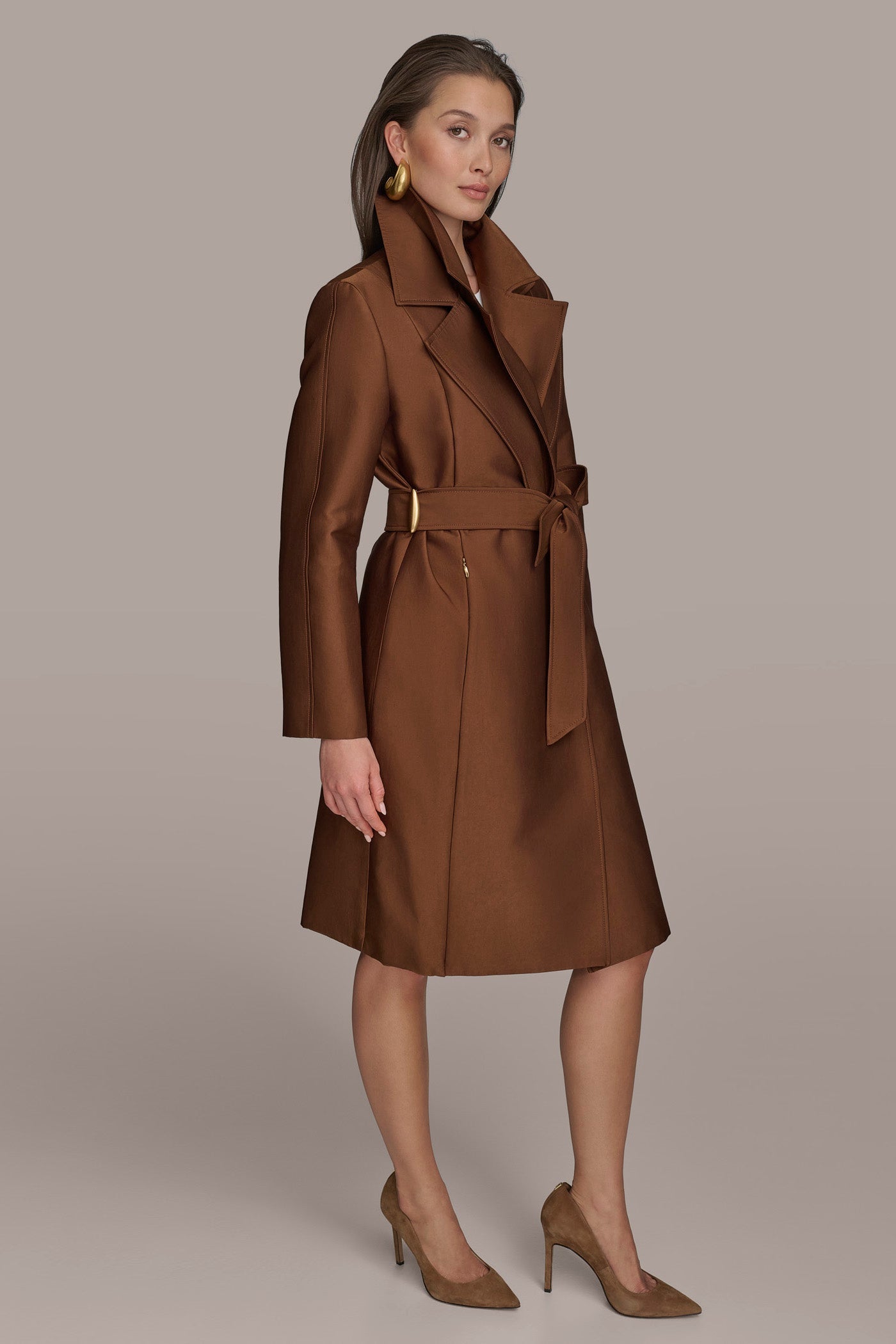 Donna Karan | DOUBLE COLLAR SATIN TRENCH COAT