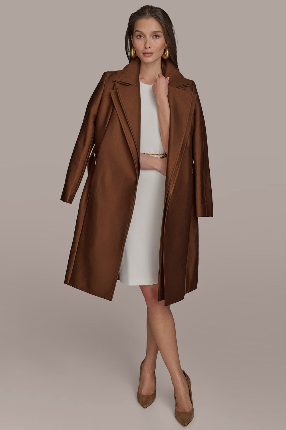 Donna Karan | DOUBLE COLLAR SATIN TRENCH COAT