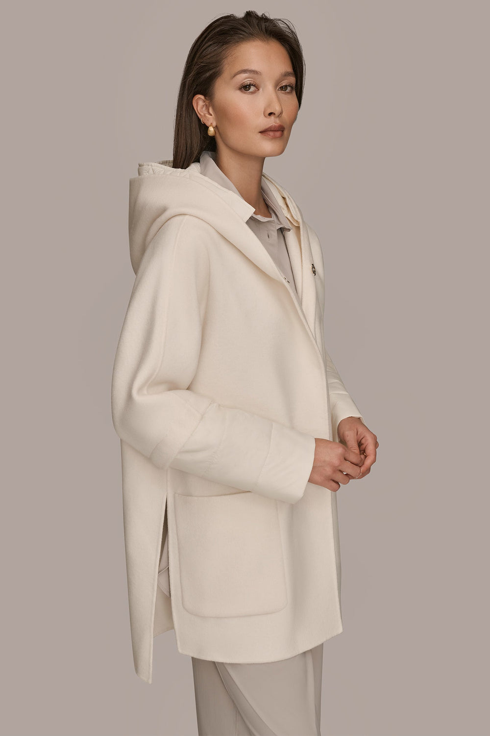 Donna Karan | HOODED WOOL-BLEND CAPE COAT