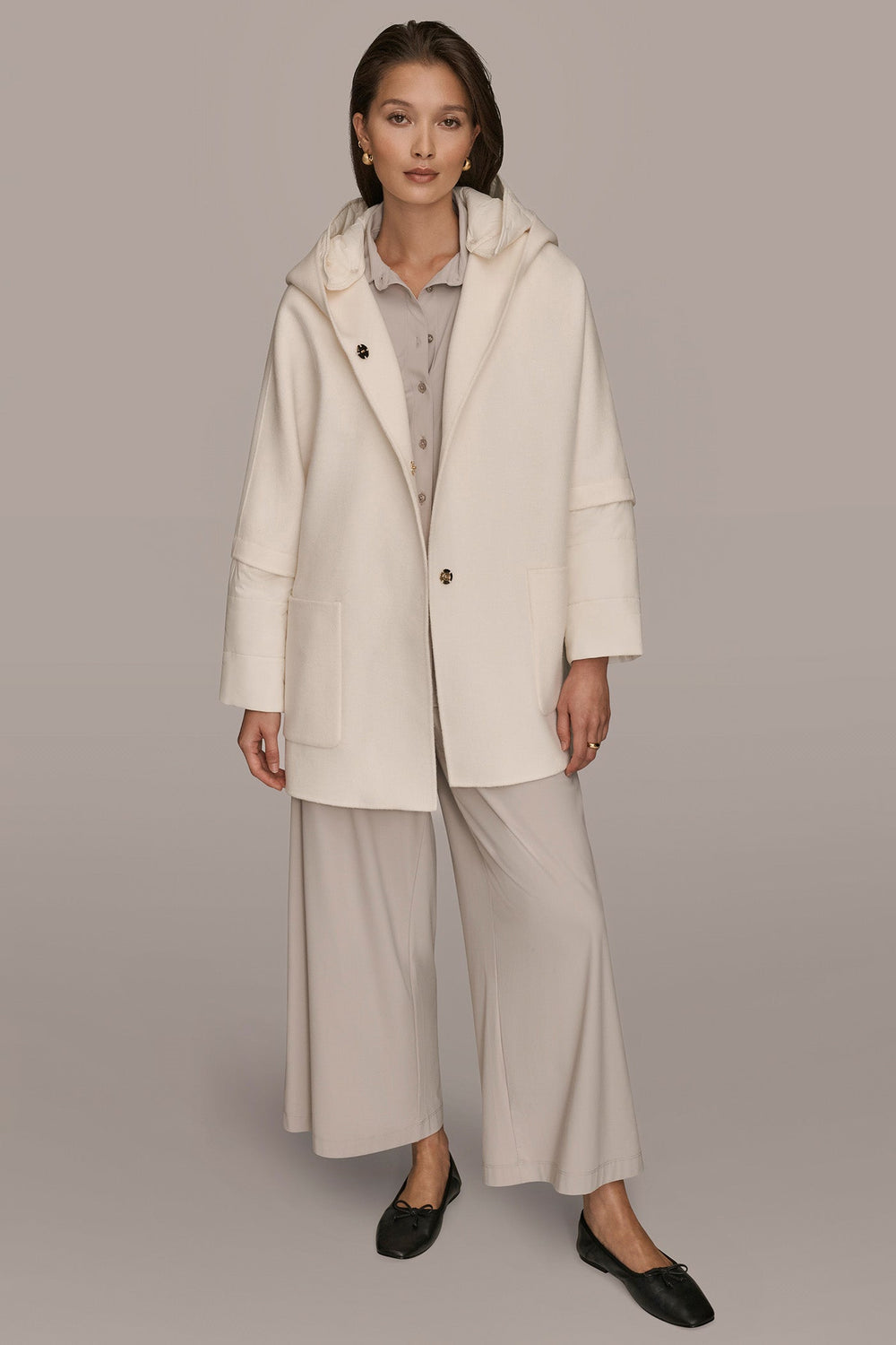 Donna Karan | HOODED WOOL-BLEND CAPE COAT