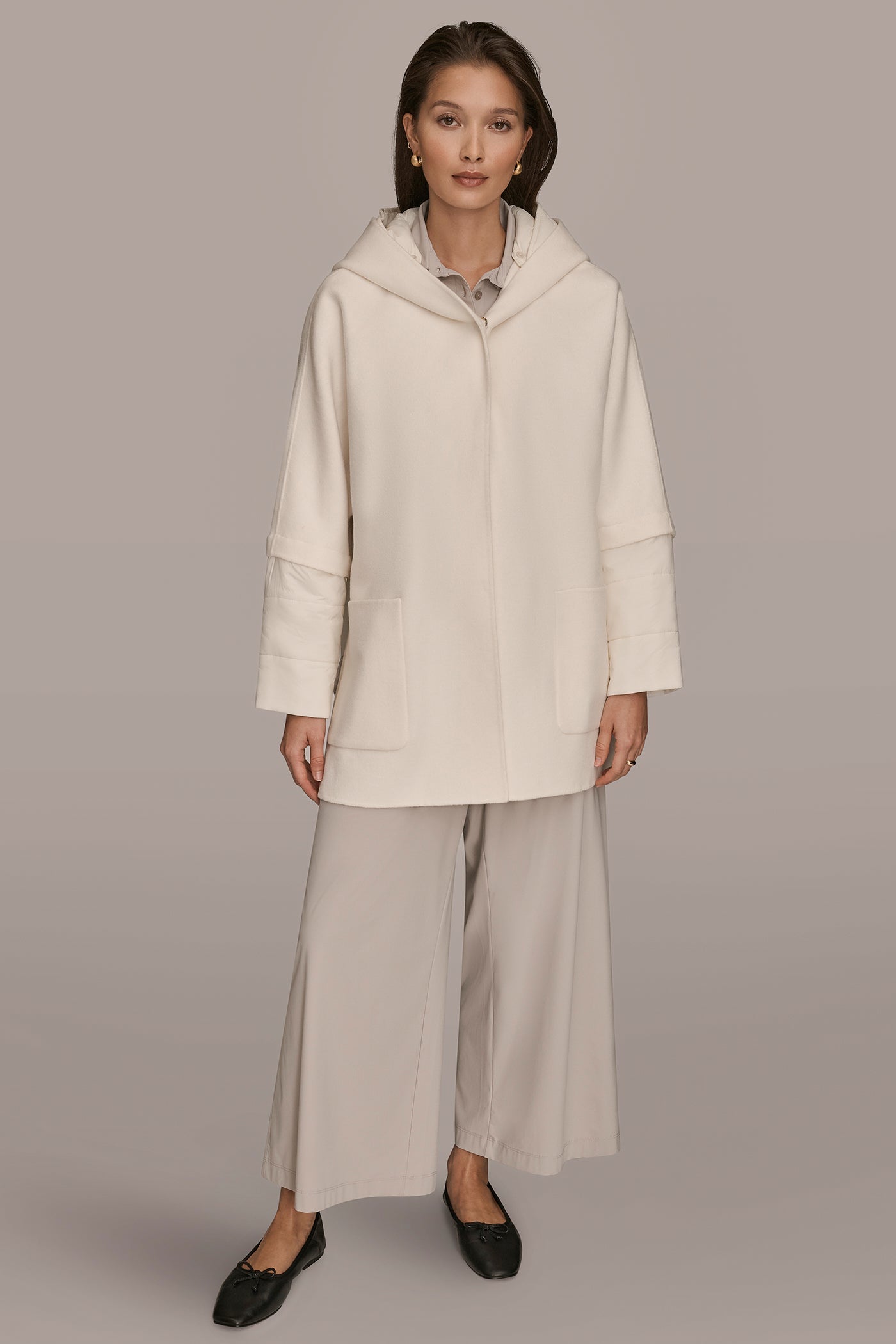 Donna Karan | HOODED WOOL-BLEND CAPE COAT