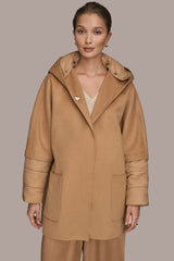 Donna Karan | HOODED WOOL-BLEND CAPE COAT