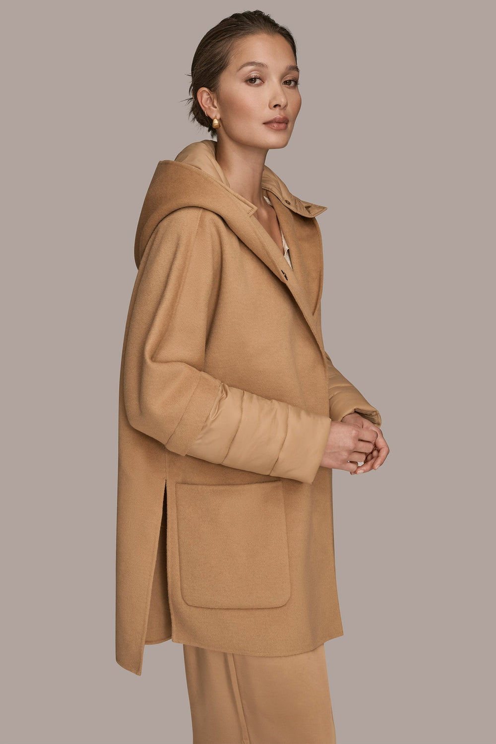 Donna Karan | HOODED WOOL-BLEND CAPE COAT