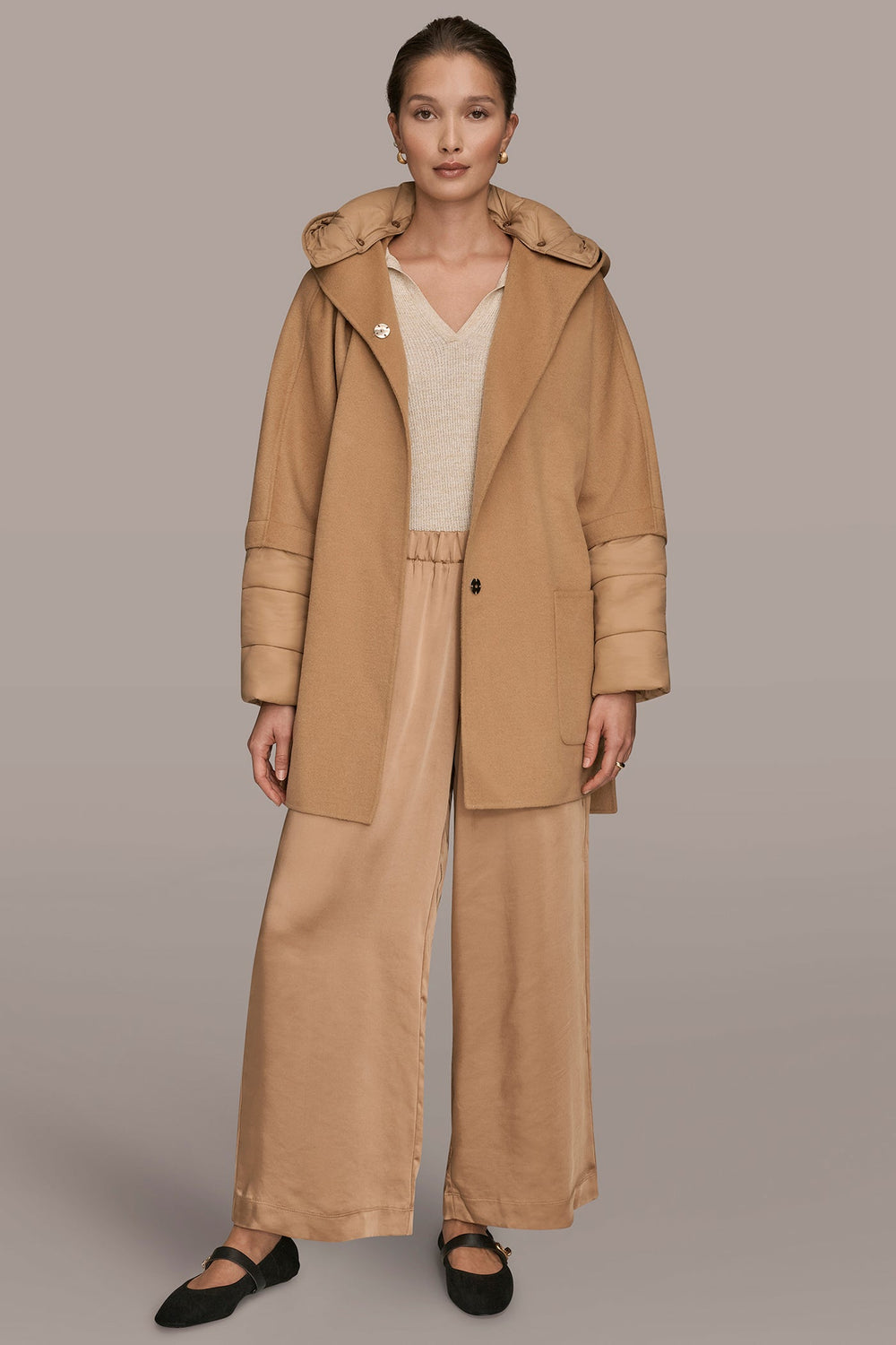 Donna Karan | HOODED WOOL-BLEND CAPE COAT