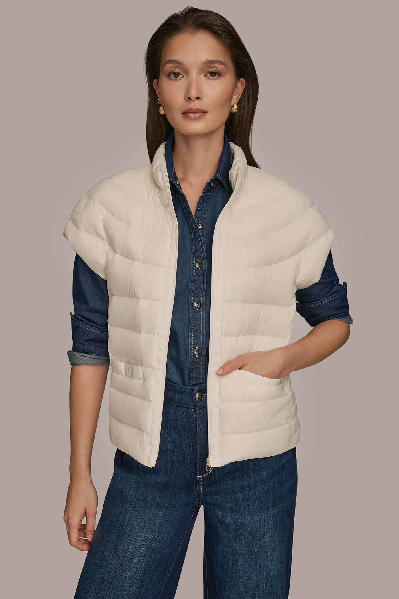 Donna Karan | CAP SLEEVE PUFFER VEST