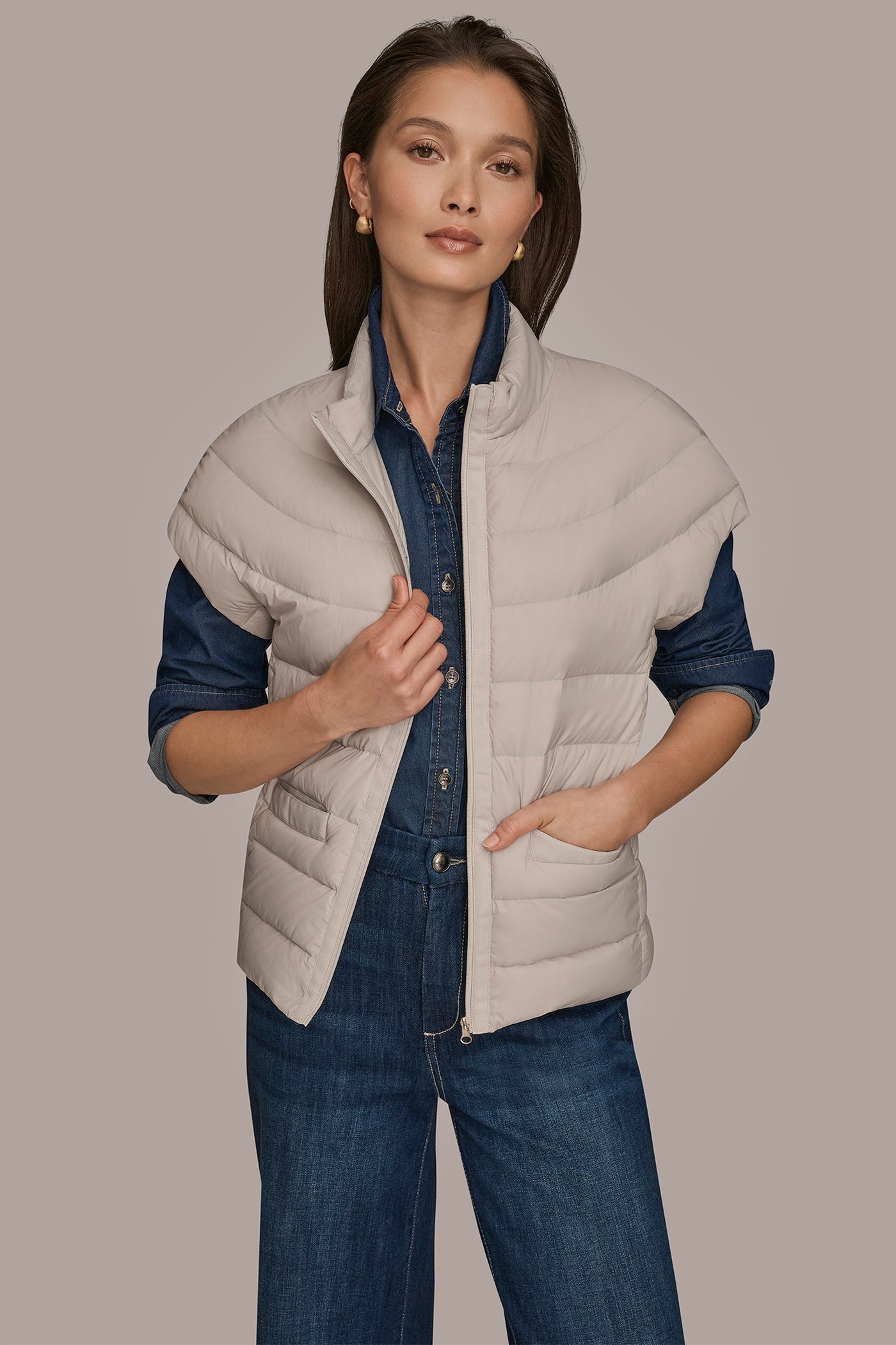 Donna Karan | CAP SLEEVE PUFFER VEST