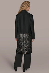 Donna Karan | LONG SEQUIN WOOL-BLEND COAT