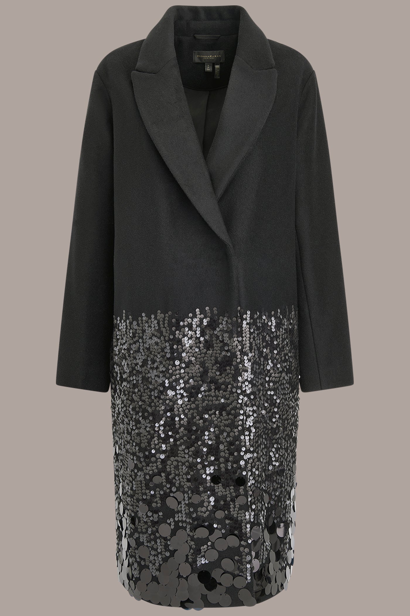 Donna Karan | LONG SEQUIN WOOL-BLEND COAT