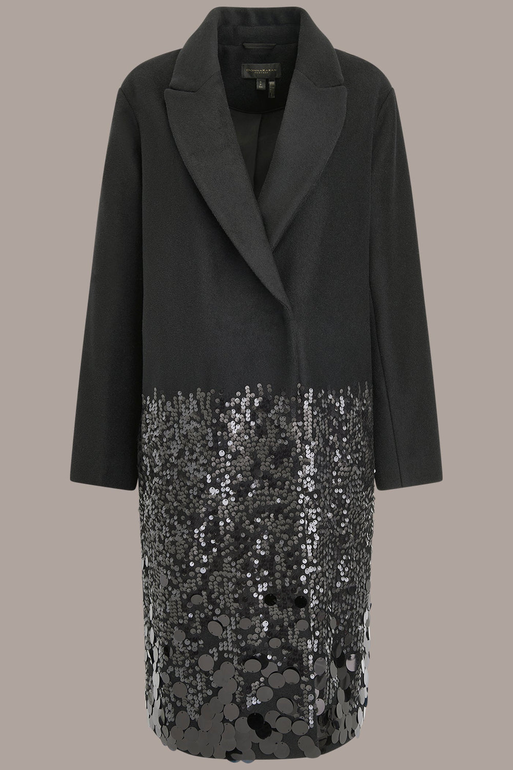 Donna Karan | LONG SEQUIN WOOL-BLEND COAT