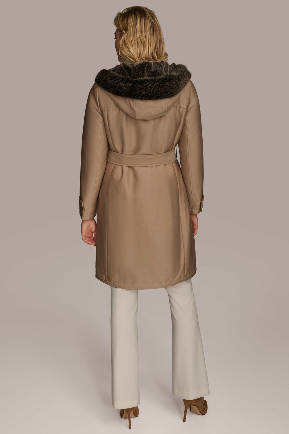 Donna Karan | FAUX FUR TRIM LINED RAIN COAT