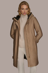 Donna Karan | FAUX FUR TRIM LINED RAIN COAT