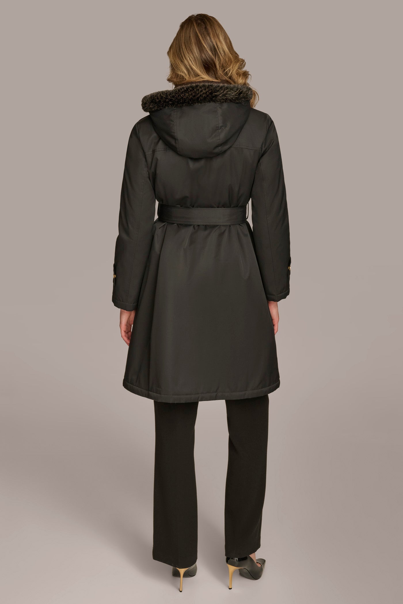 Donna Karan | FAUX FUR TRIM LINED RAIN COAT