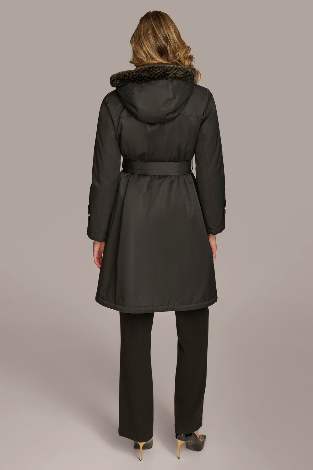 Donna Karan | FAUX FUR TRIM LINED RAIN COAT