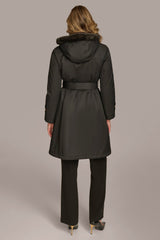 Donna Karan | FAUX FUR TRIM LINED RAIN COAT
