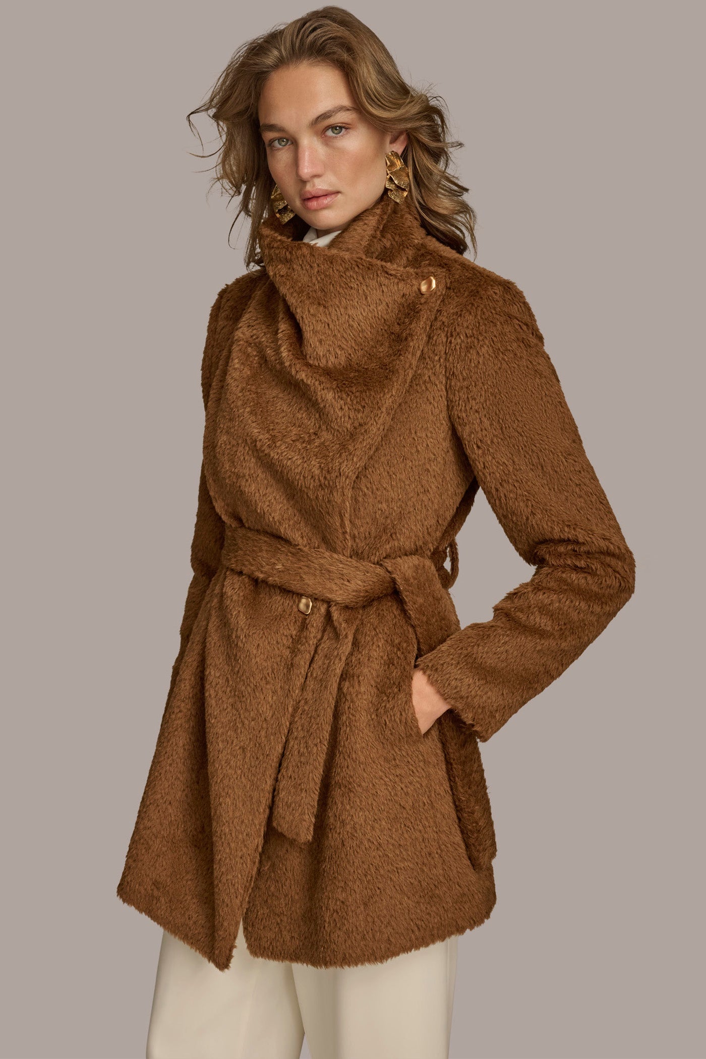 Donna Karan | Belted Wool Wrap Coat
