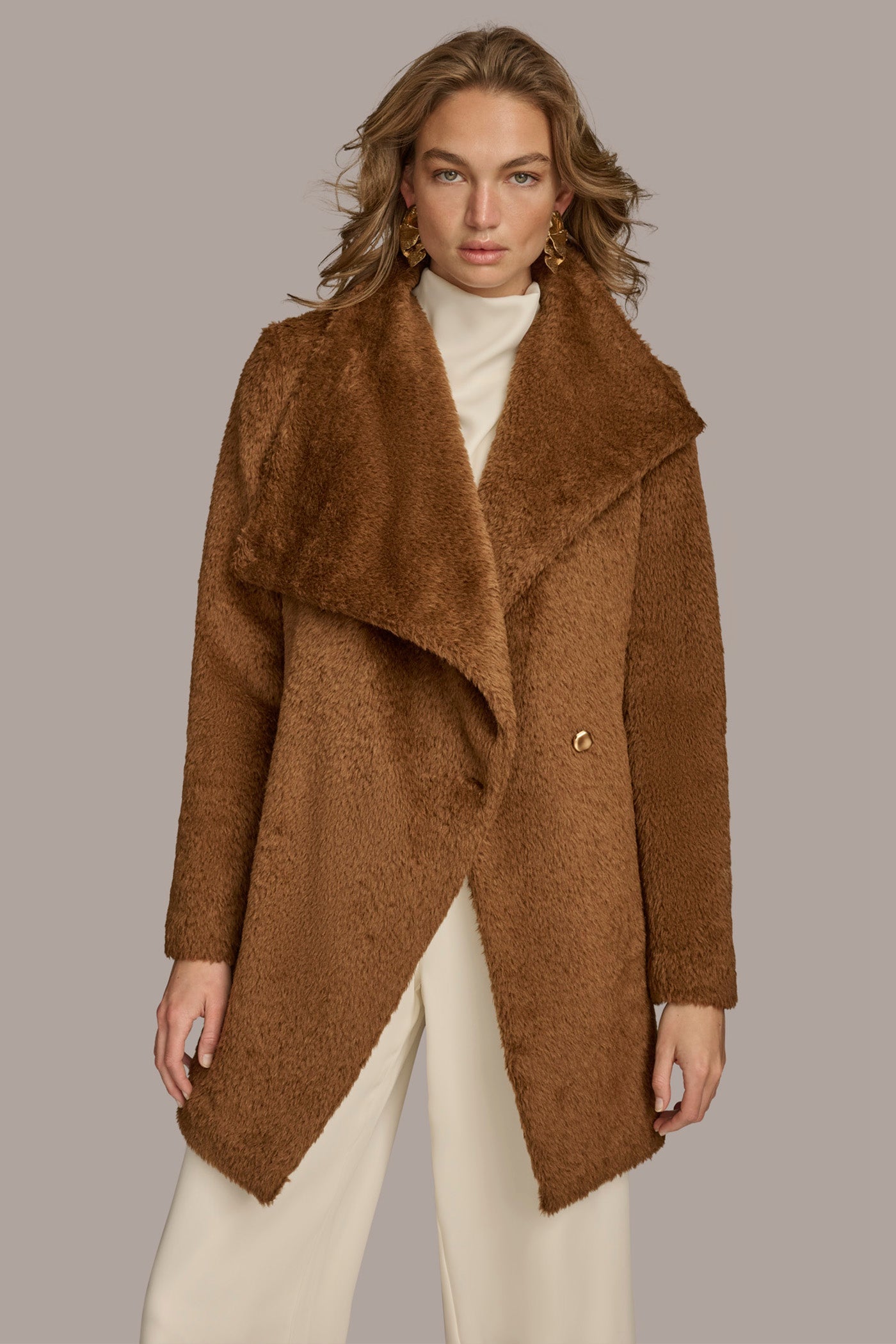 Donna Karan | Belted Wool Wrap Coat