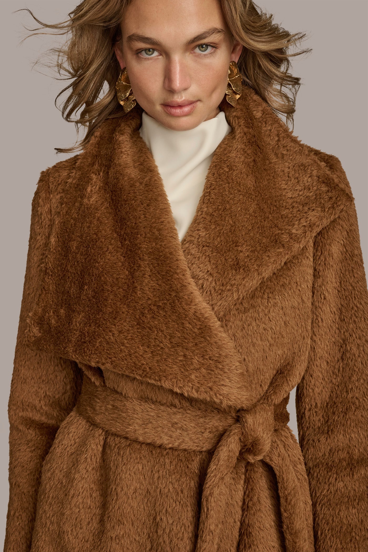 Donna Karan | Belted Wool Wrap Coat