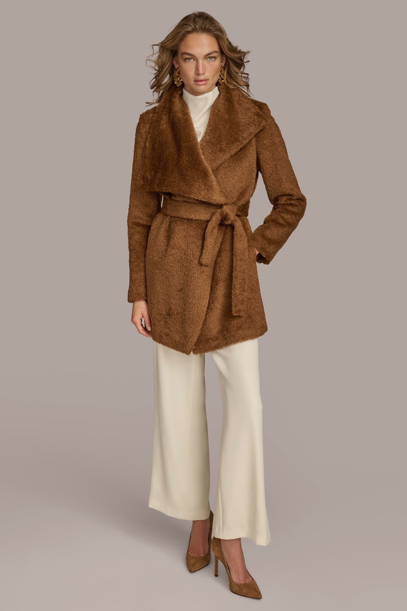 Donna Karan | Belted Wool Wrap Coat