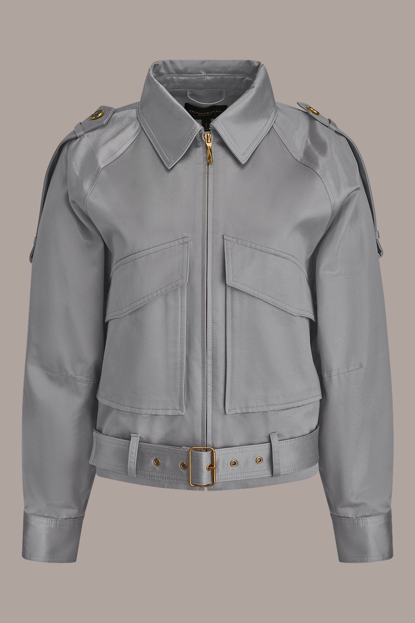 Donna Karan | COTTON-BLEND SATIN BIKER JACKET