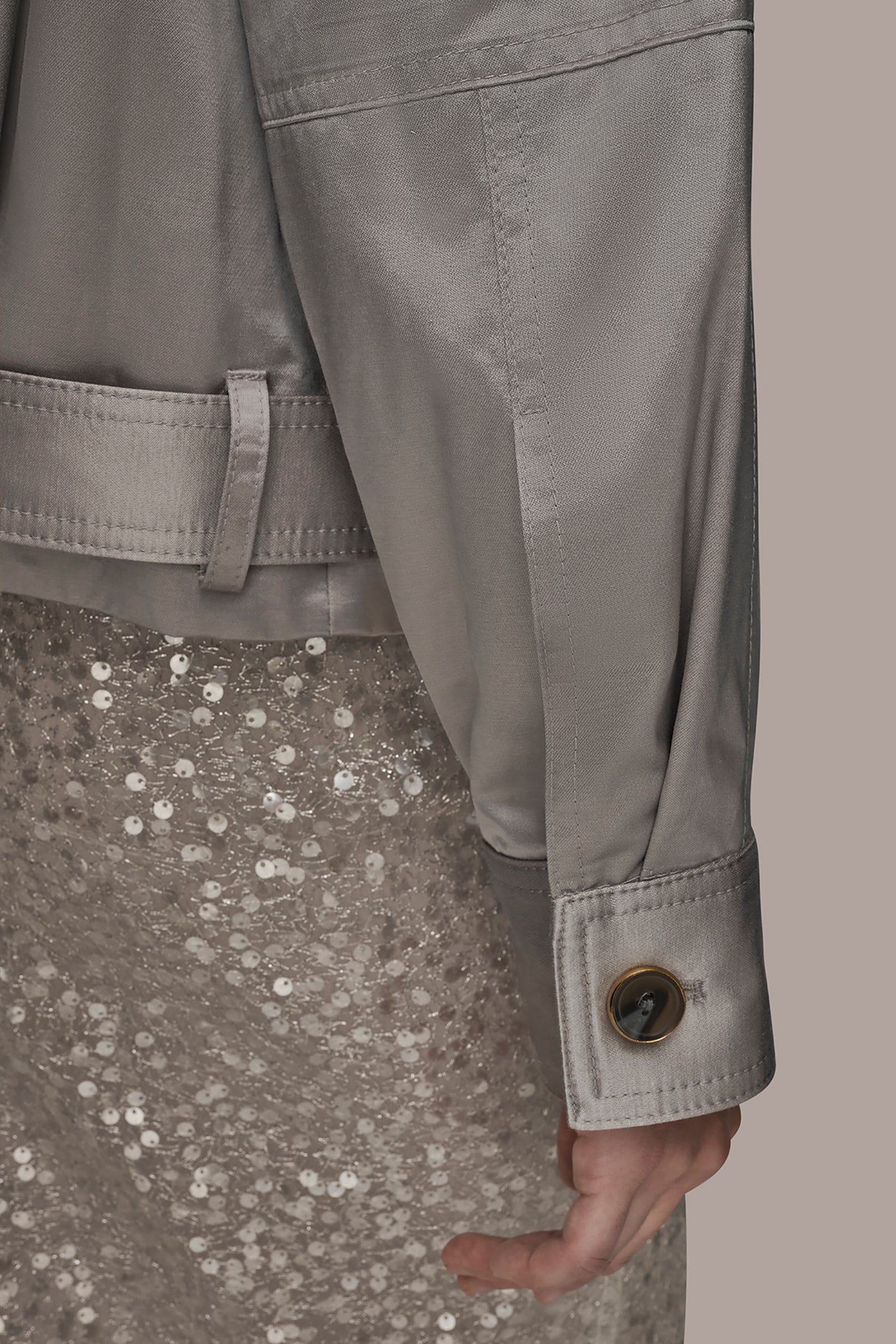 Donna Karan | COTTON-BLEND SATIN BIKER JACKET