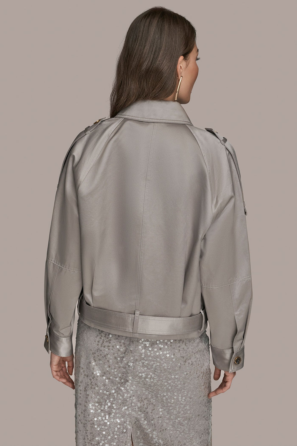 Donna Karan | COTTON-BLEND SATIN BIKER JACKET