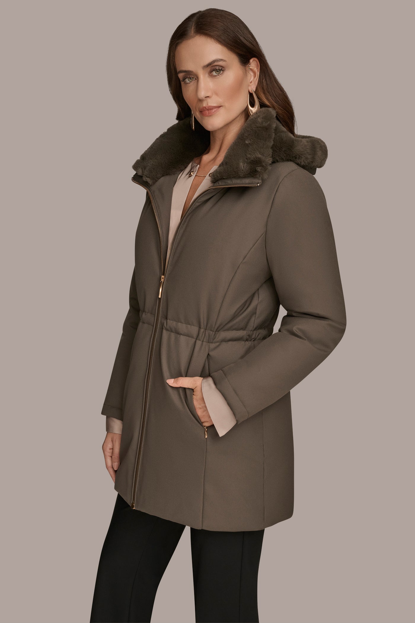 Donna Karan | FAUX FUR LINED PUFFER
