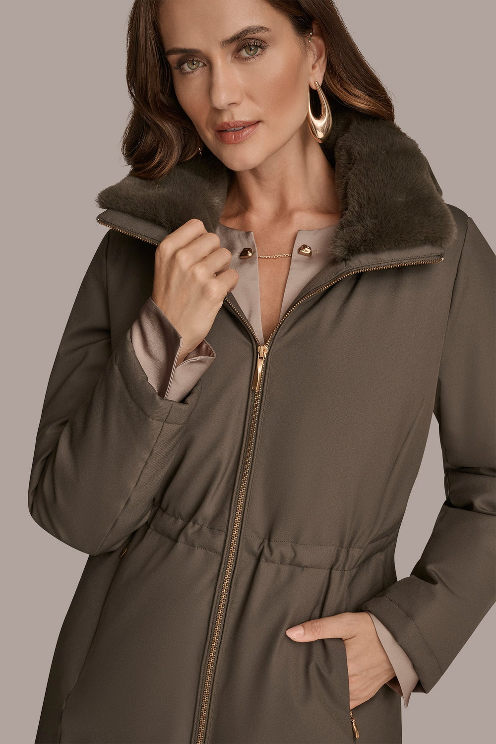 Donna Karan | FAUX FUR LINED PUFFER