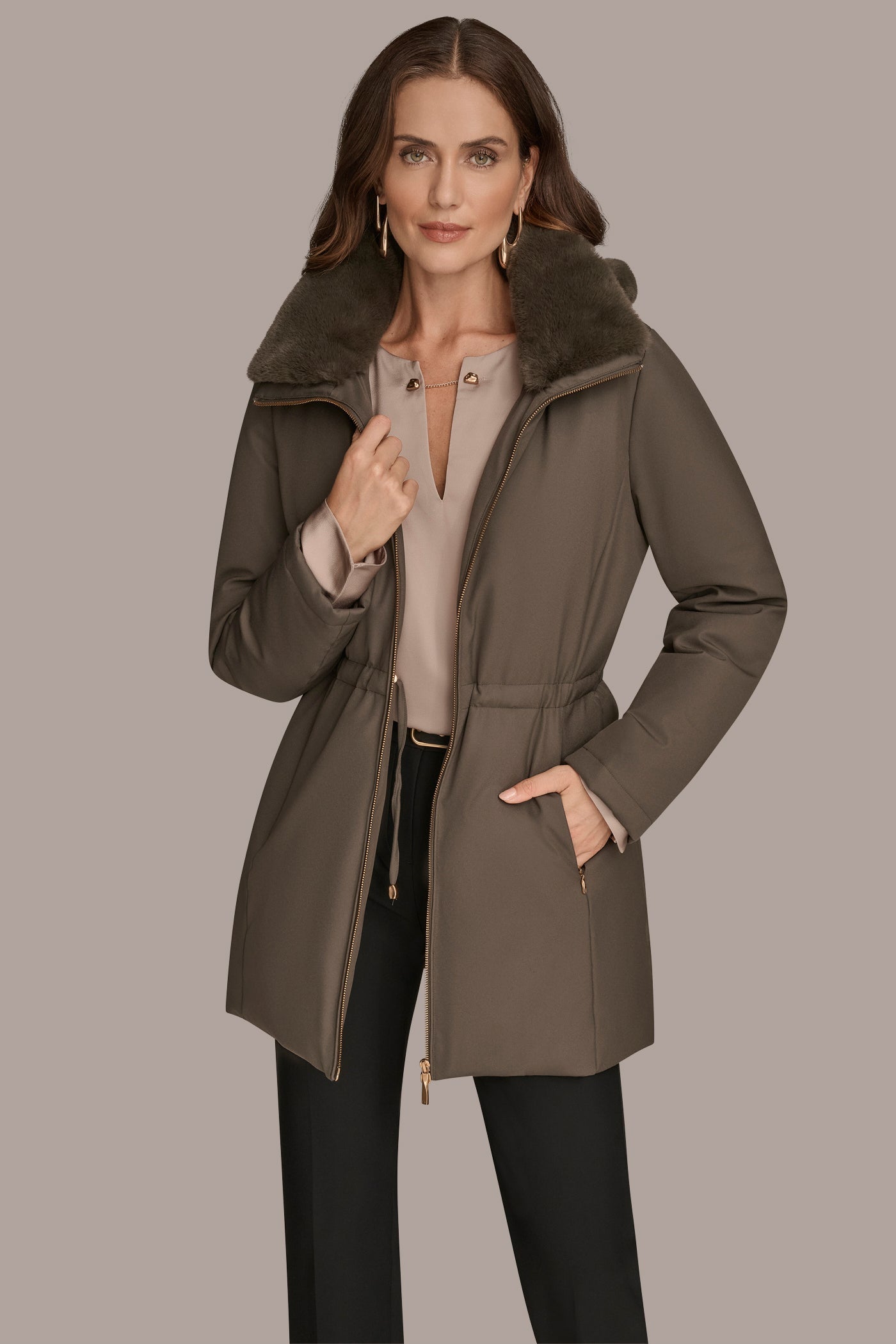 Donna Karan | FAUX FUR LINED PUFFER