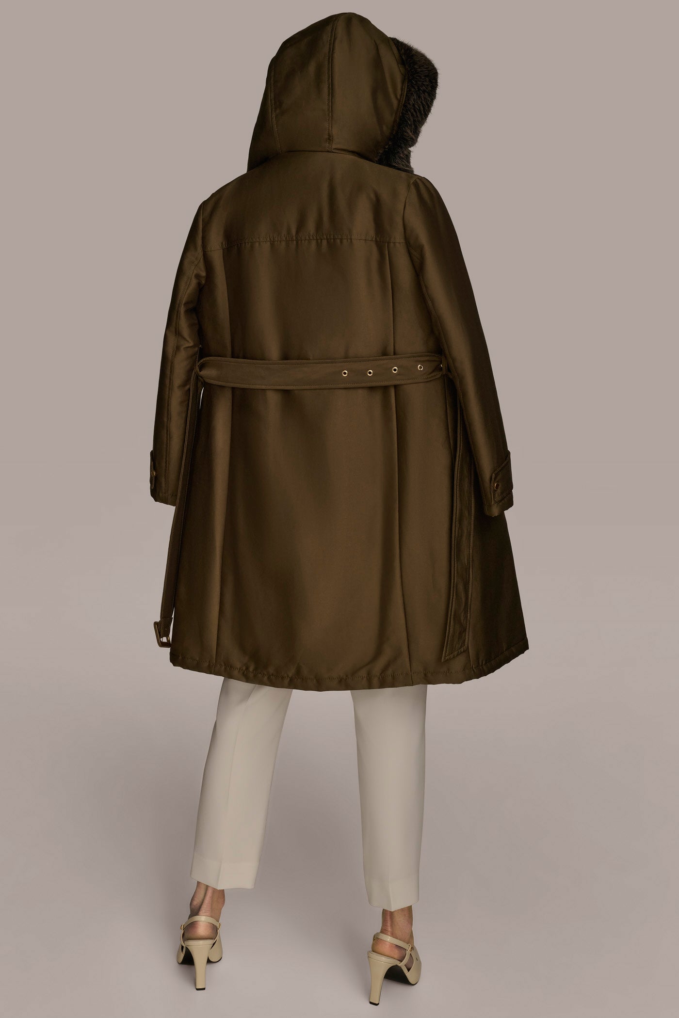 Donna Karan | FAUX FUR TRIM LINED RAIN COAT