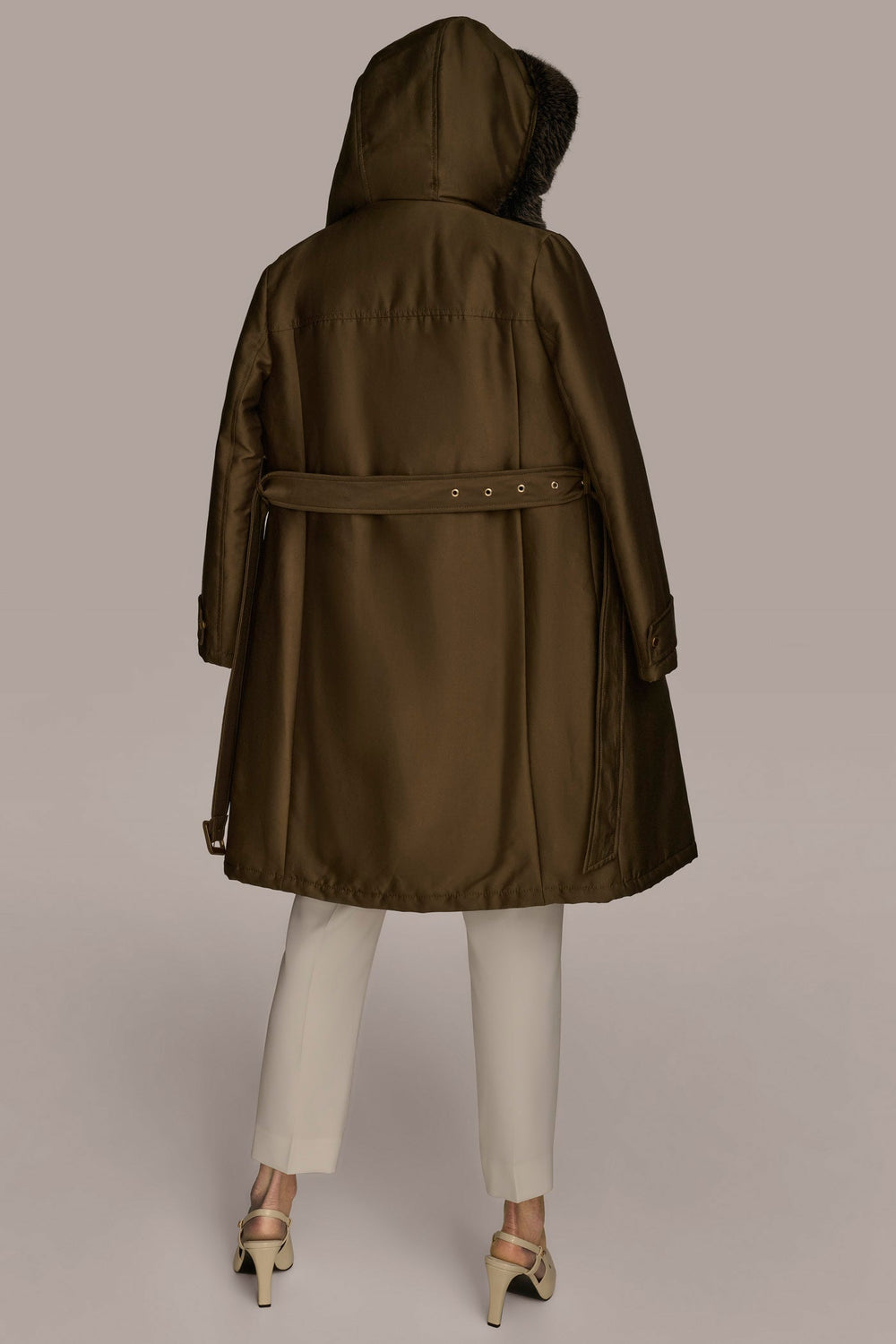 Donna Karan | FAUX FUR TRIM LINED RAIN COAT
