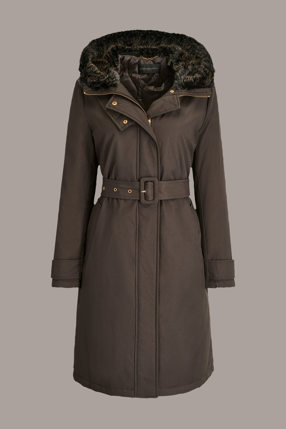 Donna Karan | FAUX FUR TRIM LINED RAIN COAT