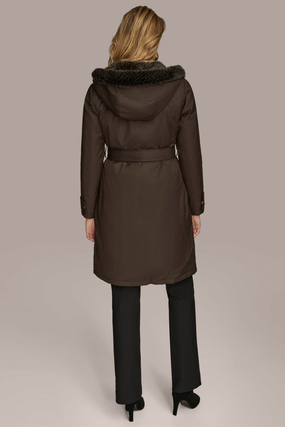 Donna Karan | FAUX FUR TRIM LINED RAIN COAT