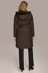 Donna Karan | FAUX FUR TRIM LINED RAIN COAT
