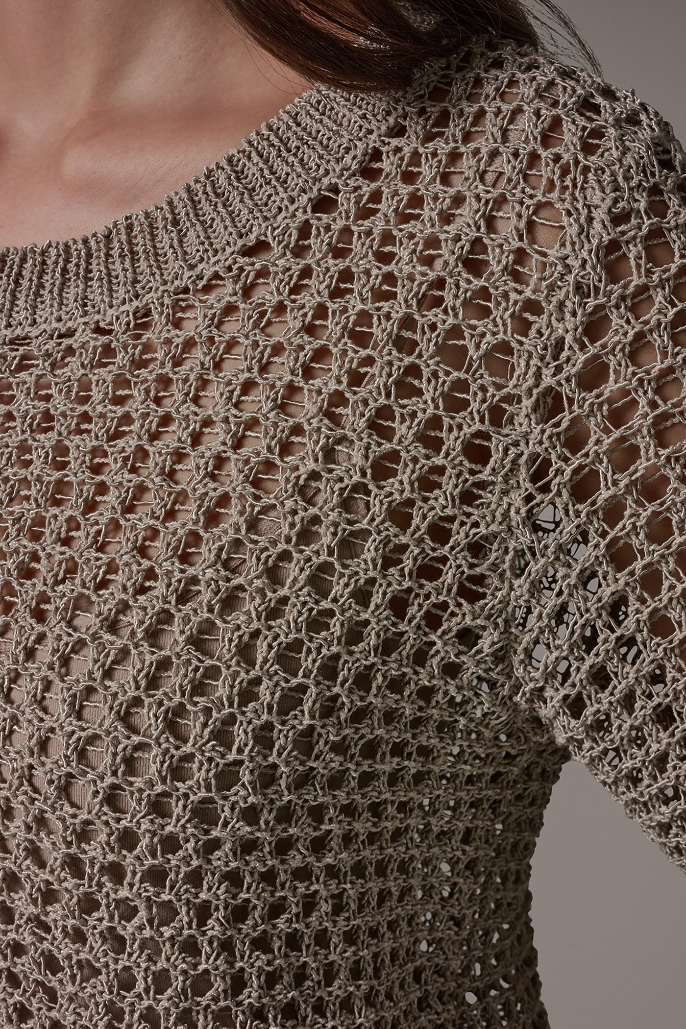 Donna Karan | SHORT SLEEVE OPEN STITCH SWEATER