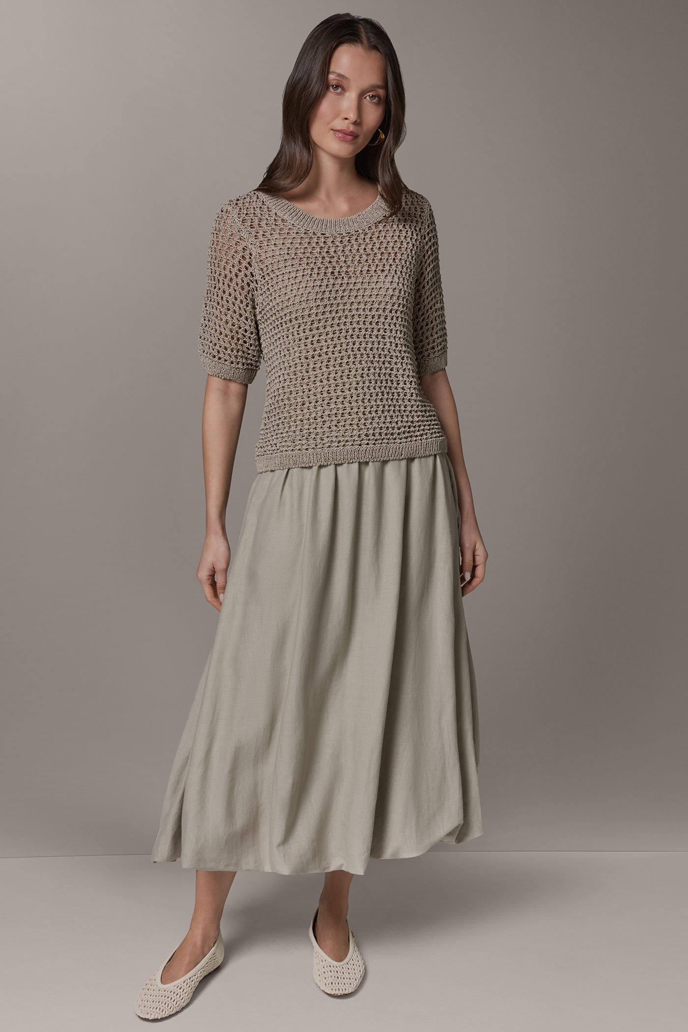 Donna Karan | SHORT SLEEVE OPEN STITCH SWEATER