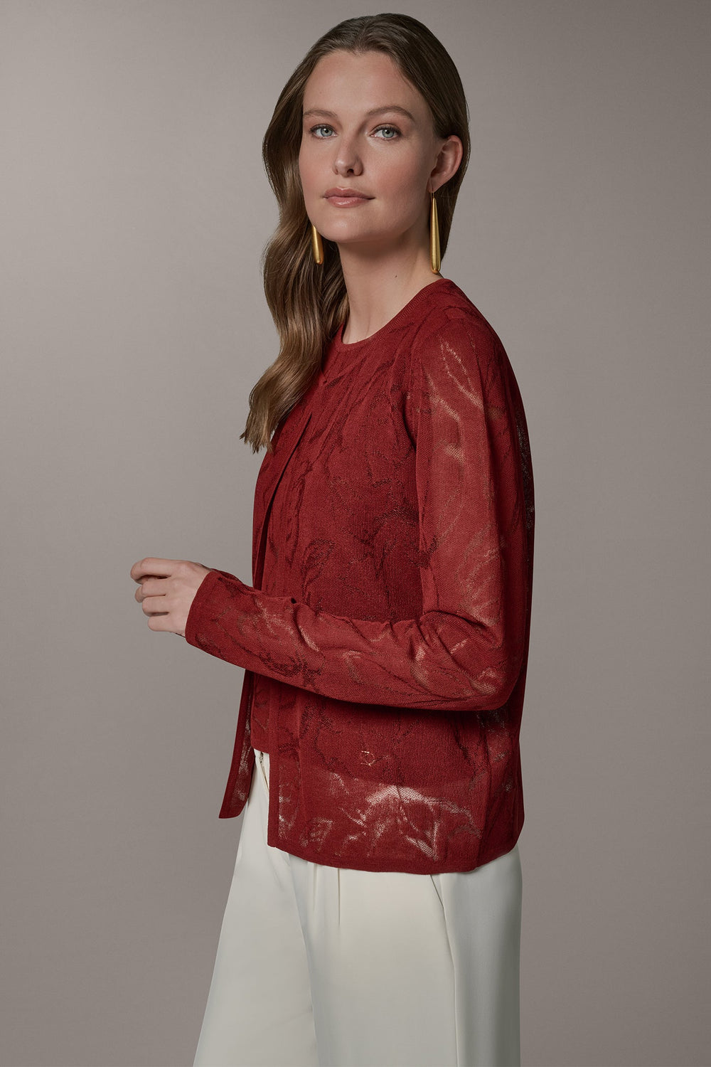 Donna Karan | FLORAL SHEER CARDIGAN