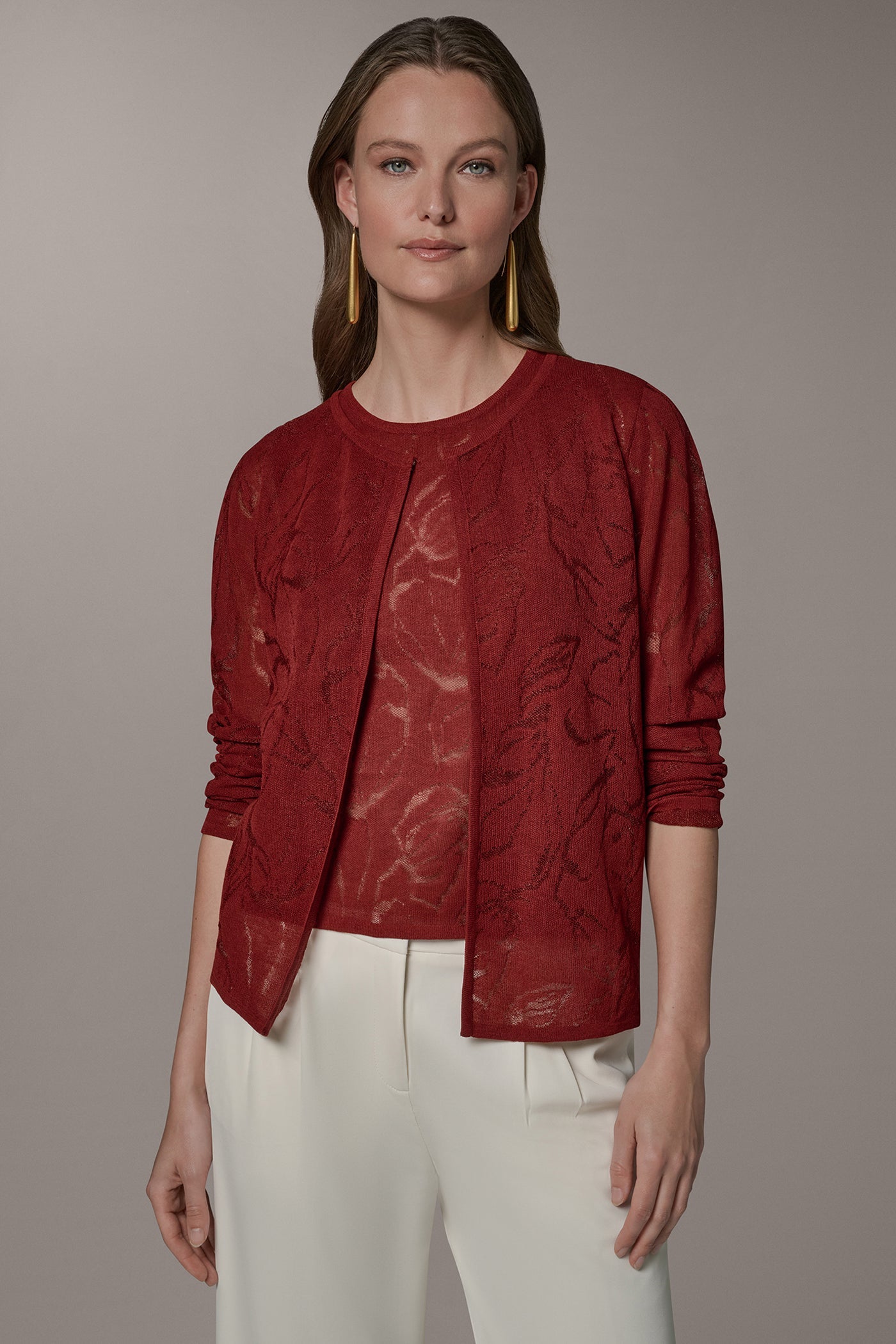 Donna Karan | FLORAL SHEER CARDIGAN