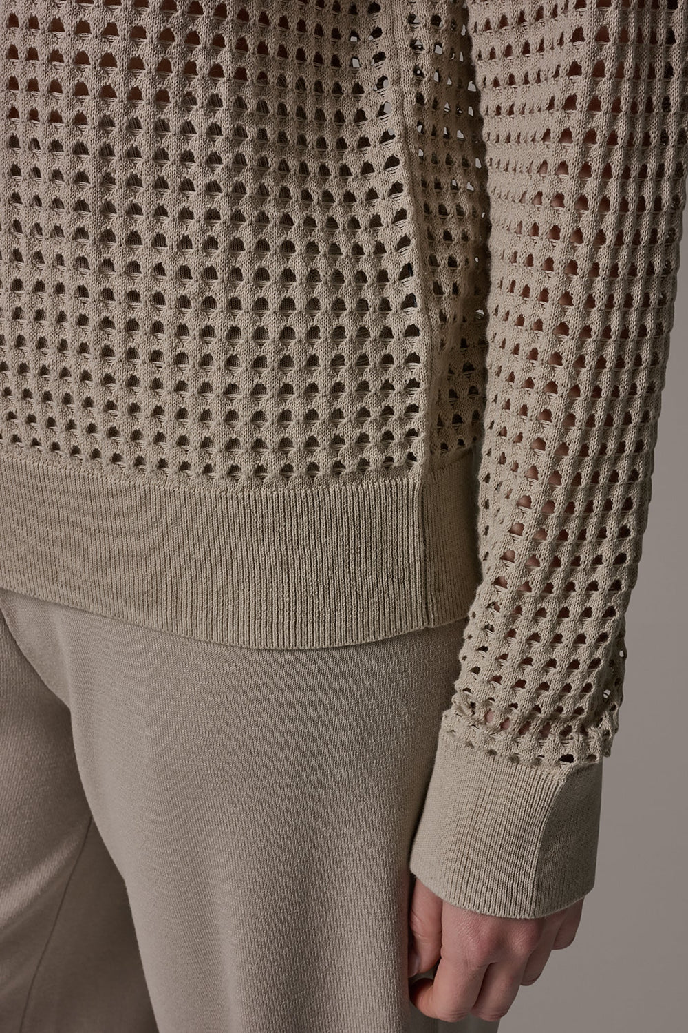 Donna Karan | LONG SLEEVE POINTELLE SWEATER