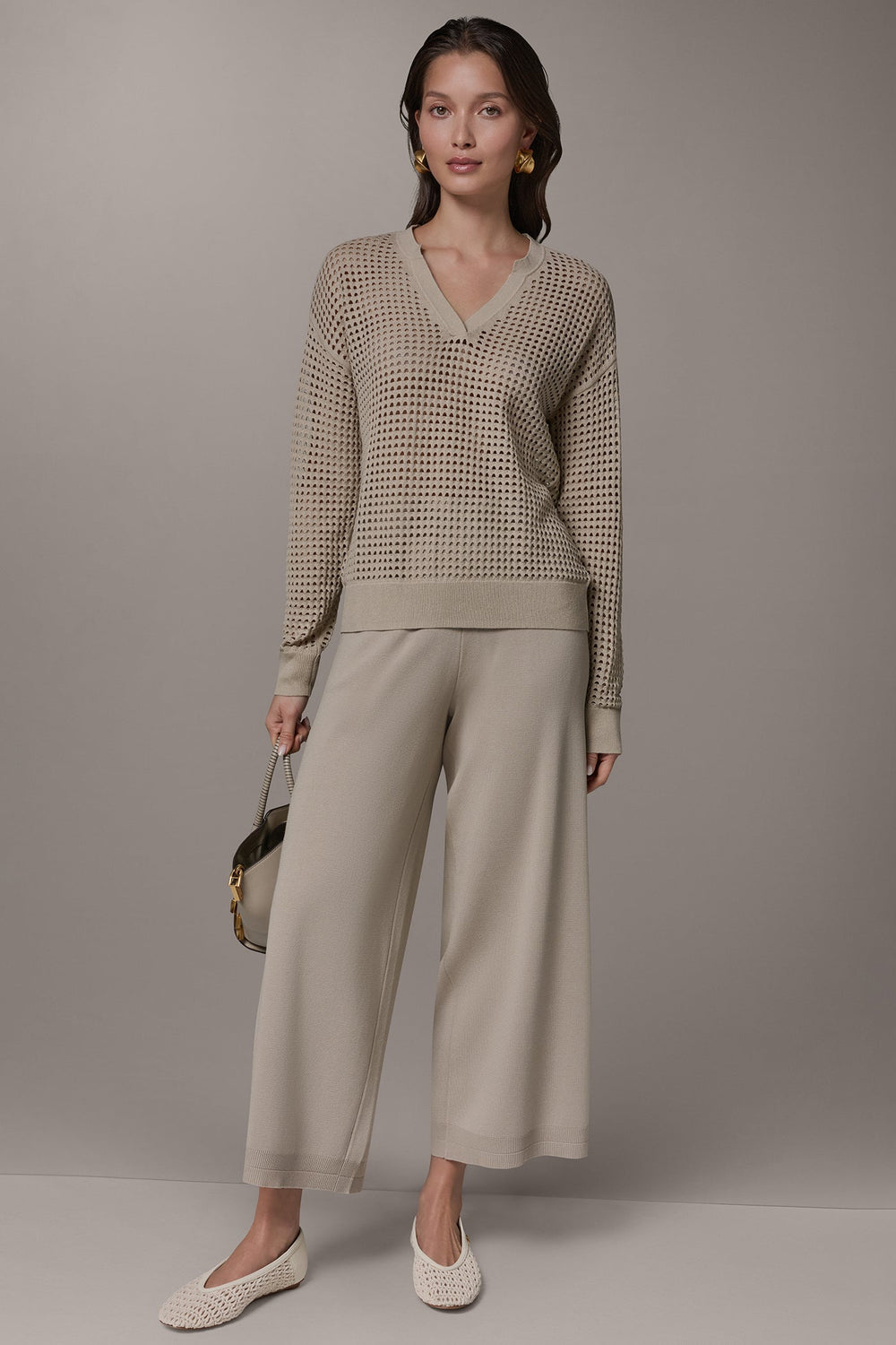 Donna Karan | LONG SLEEVE POINTELLE SWEATER