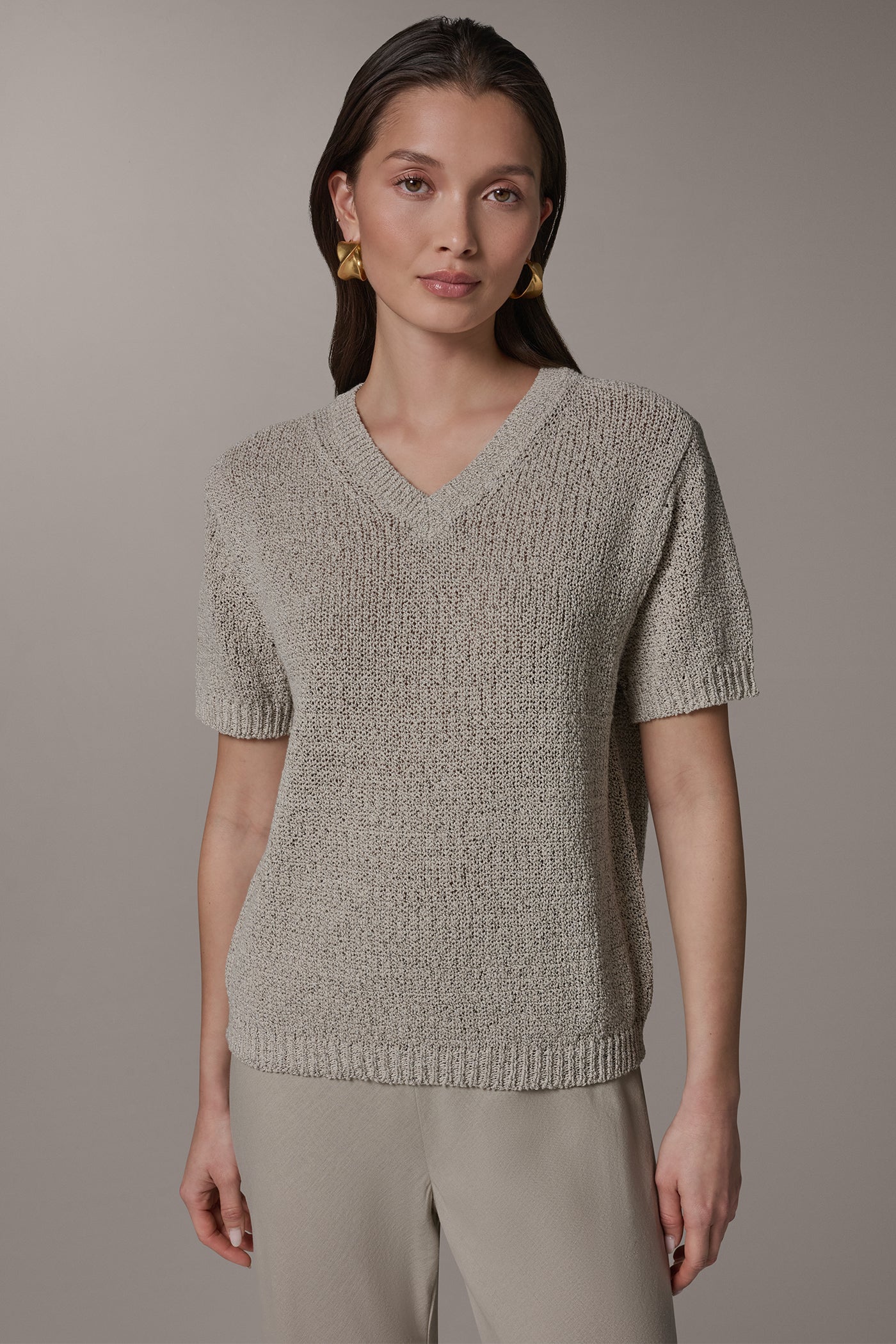 Donna Karan | SHORT SLEEVE MÉLANGE EASY SWEATER