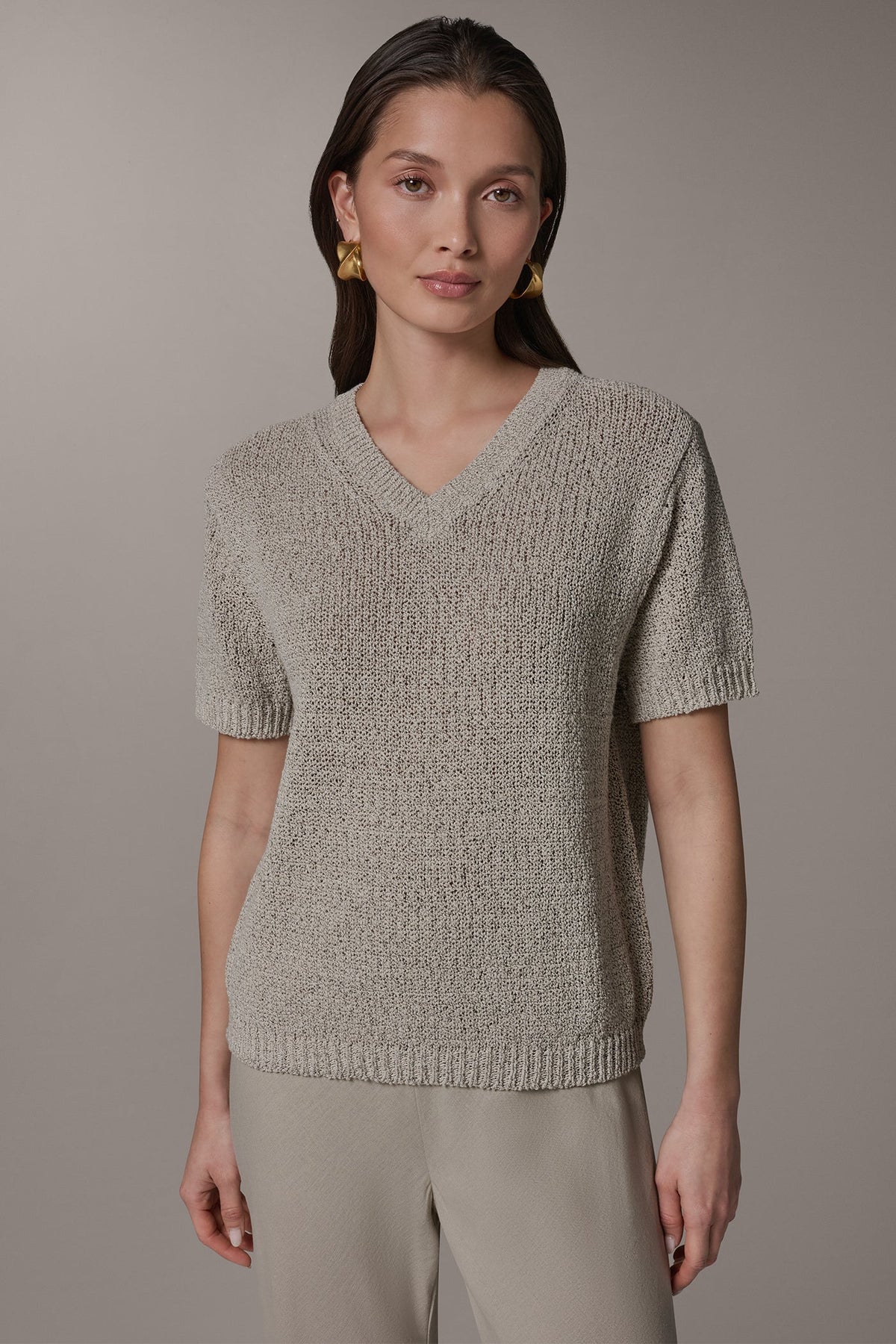 Donna Karan | SHORT SLEEVE MÉLANGE EASY SWEATER