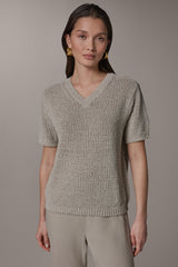 Donna Karan | SHORT SLEEVE MÉLANGE EASY SWEATER