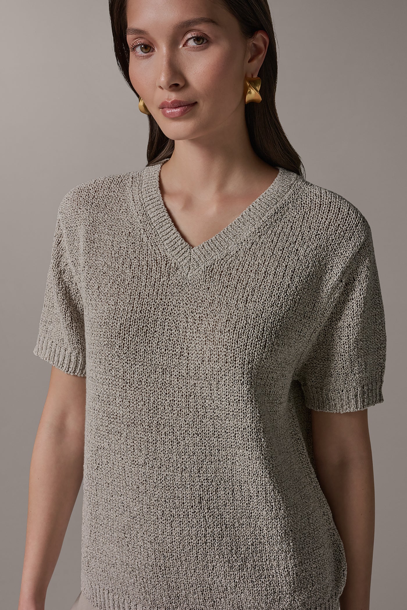 Donna Karan | SHORT SLEEVE MÉLANGE EASY SWEATER