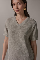 Donna Karan | SHORT SLEEVE MÉLANGE EASY SWEATER