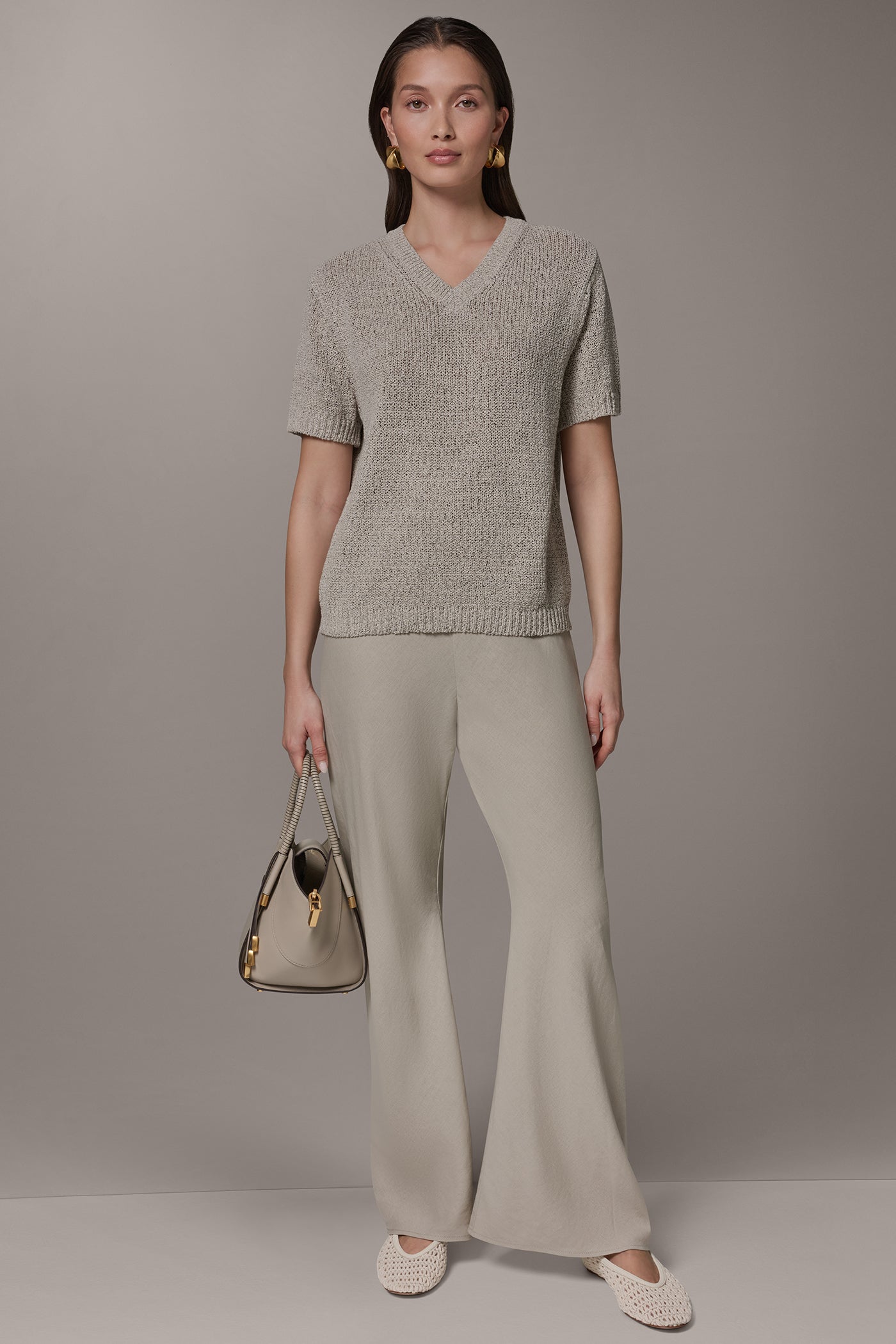 Donna Karan | SHORT SLEEVE MÉLANGE EASY SWEATER
