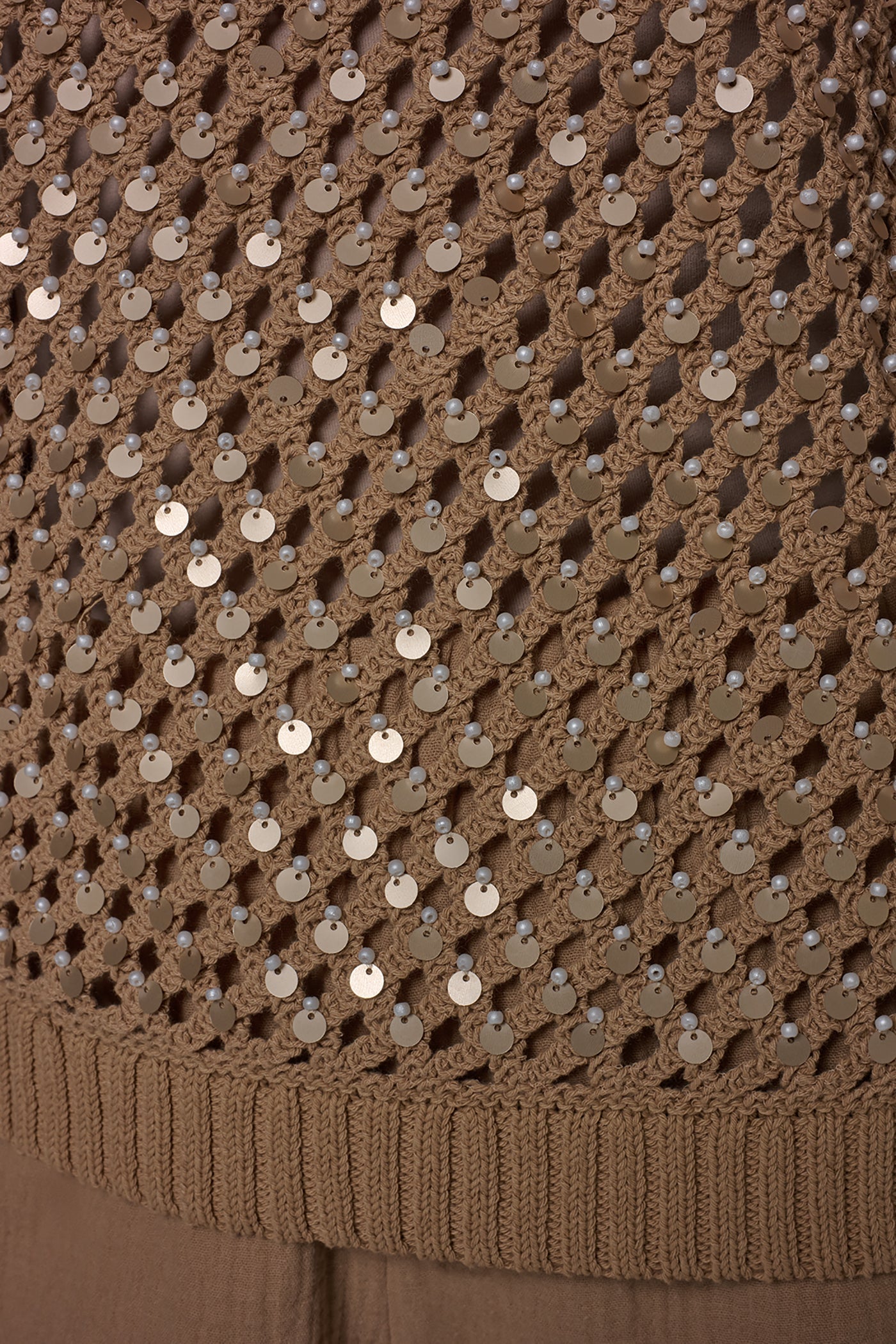 Donna Karan | SHORT SLEEVE PEARL SEQUIN SWEATER