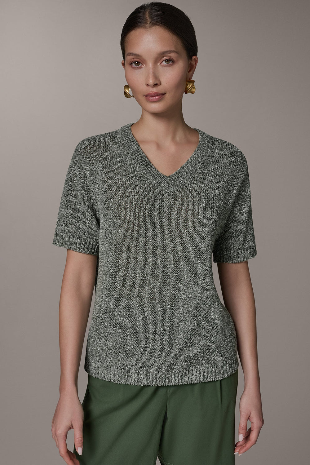 Donna Karan | SHORT SLEEVE MÉLANGE EASY SWEATER