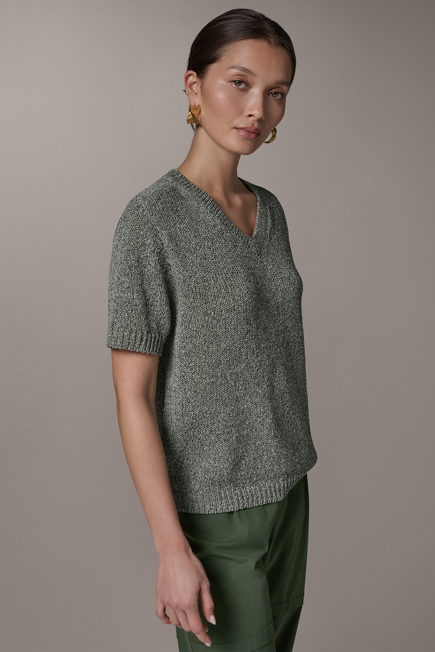 Donna Karan | SHORT SLEEVE MÉLANGE EASY SWEATER