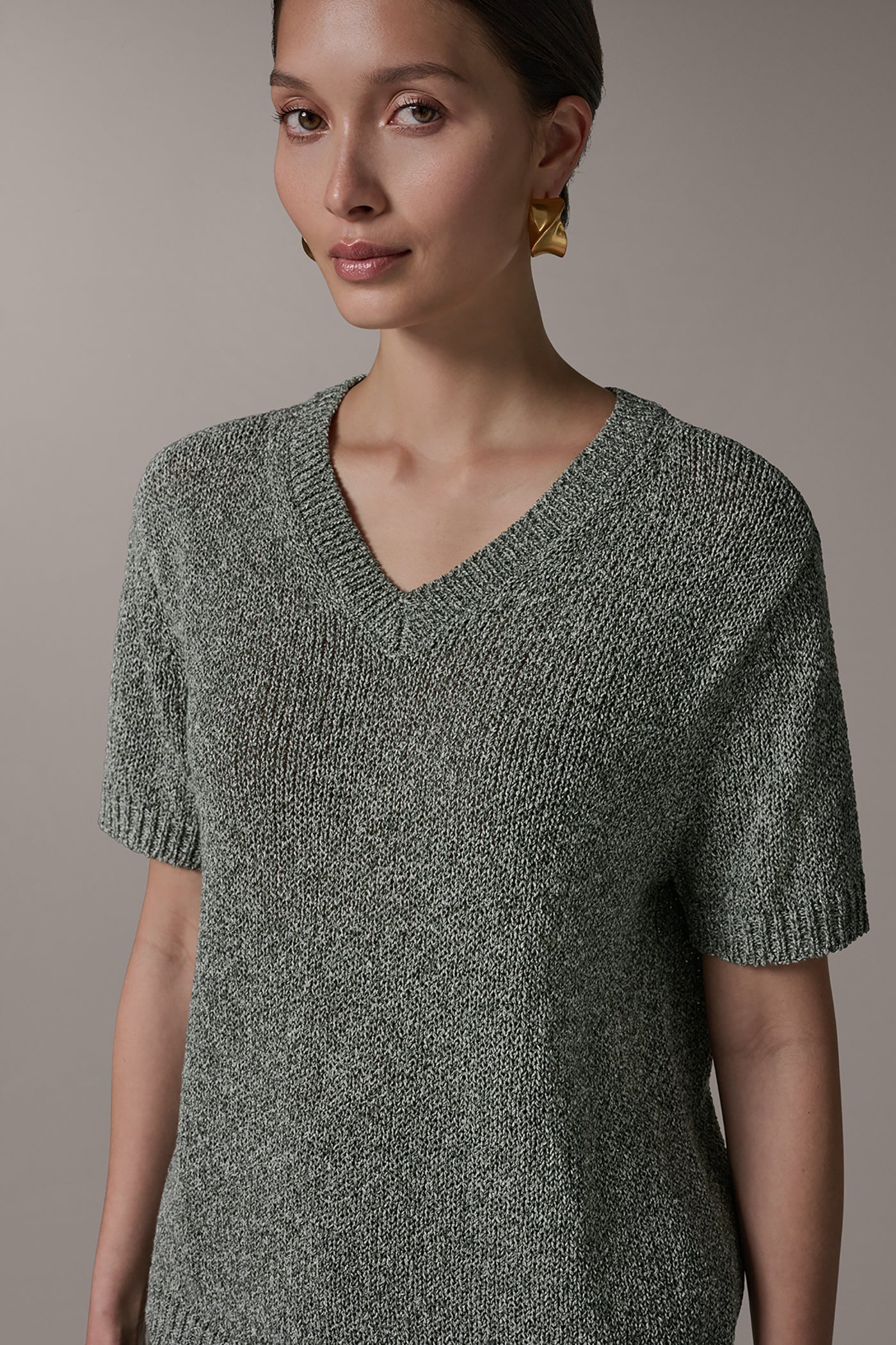 Donna Karan | SHORT SLEEVE MÉLANGE EASY SWEATER