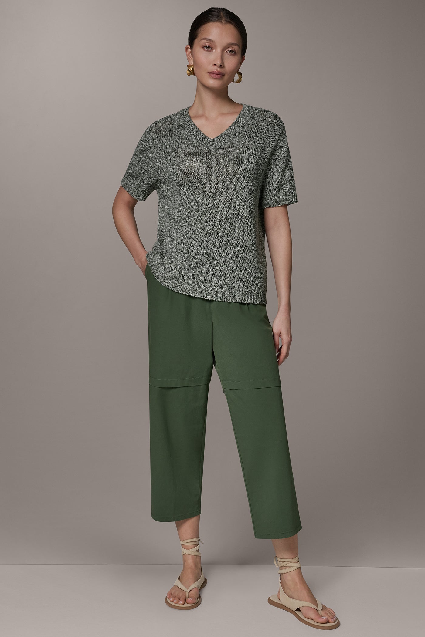 Donna Karan | SHORT SLEEVE MÉLANGE EASY SWEATER
